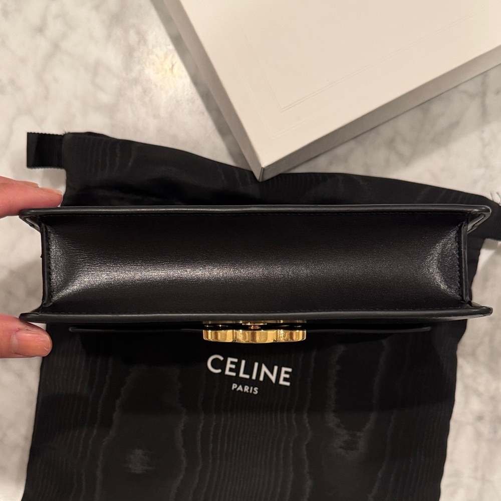 Celine WOC Triomphe wallet on chain Margo blk leather crossbody clutch purse bag - Picture 6 of 15